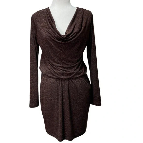 PEYTON JENSEN for EVEREVE | sz S Women's Mottled Animal Carli Drape Neck Dress - Picture 1 of 6